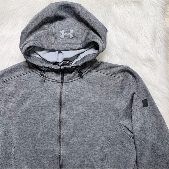 SOLD-Under Armour Mens Zip Up Gray Hoodie Jacket - Picture 6 of 10